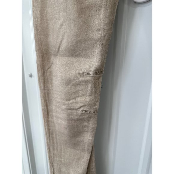 Helmut Lang Skinny Jeans Metallic Womens 27 Cream 5 Pockets Modal Cotton Blend - Picture 3 of 8